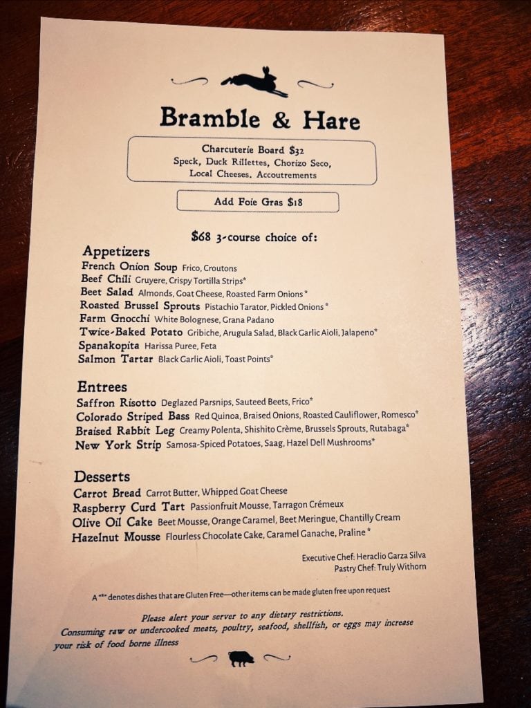 Black Cat Organic Farm Picture of Bramble & Hare menu. 